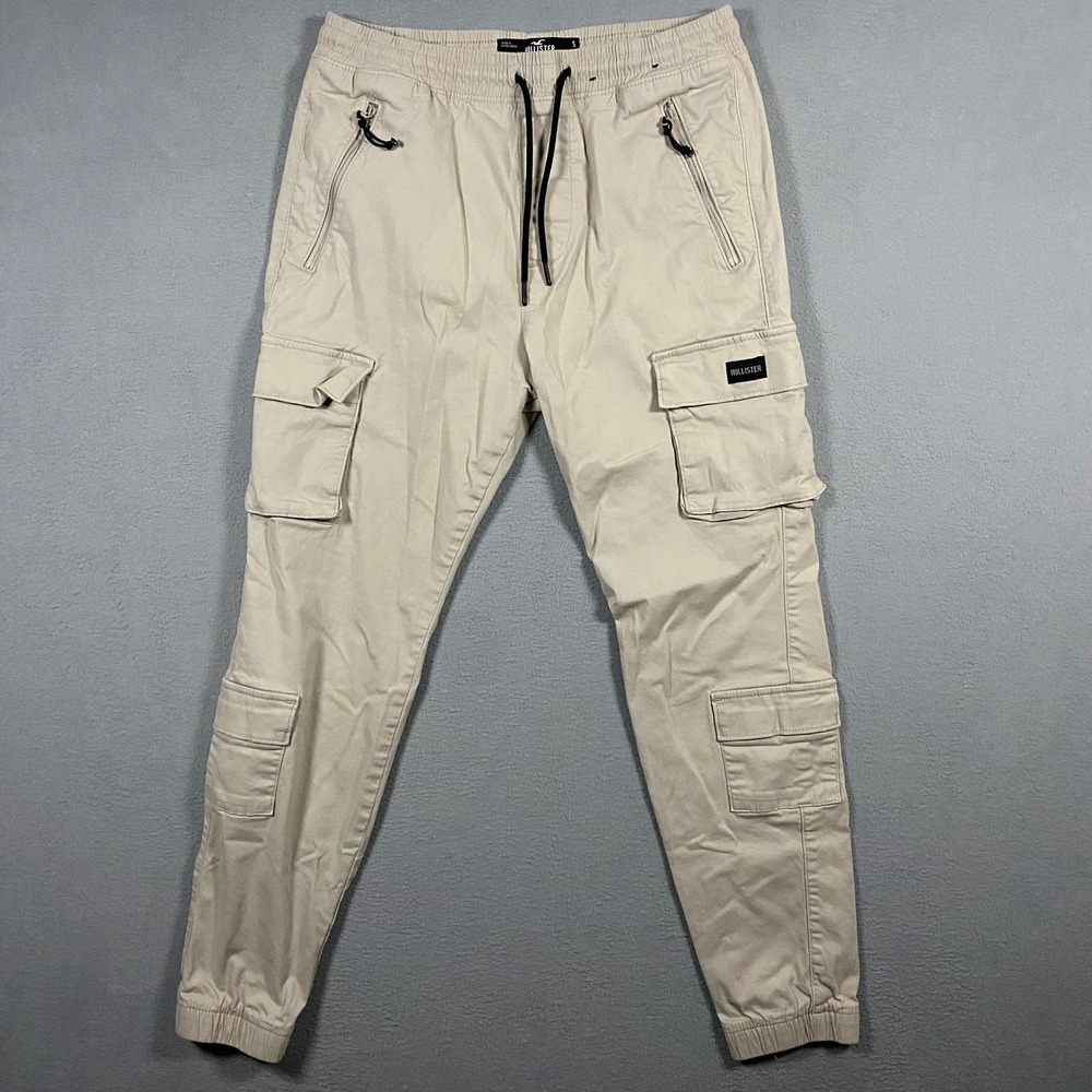 Hollister Cargo Jogger Mens Small Tan Advanced Stretch Khaki Utility Pants